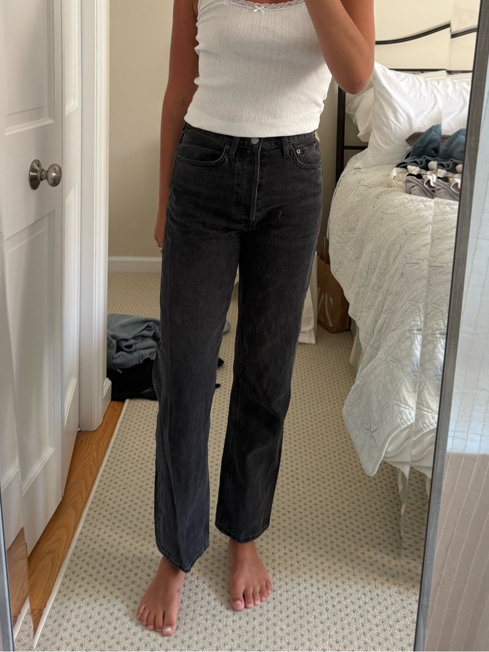 Agolde Straight Leg Jeans in Washed Black